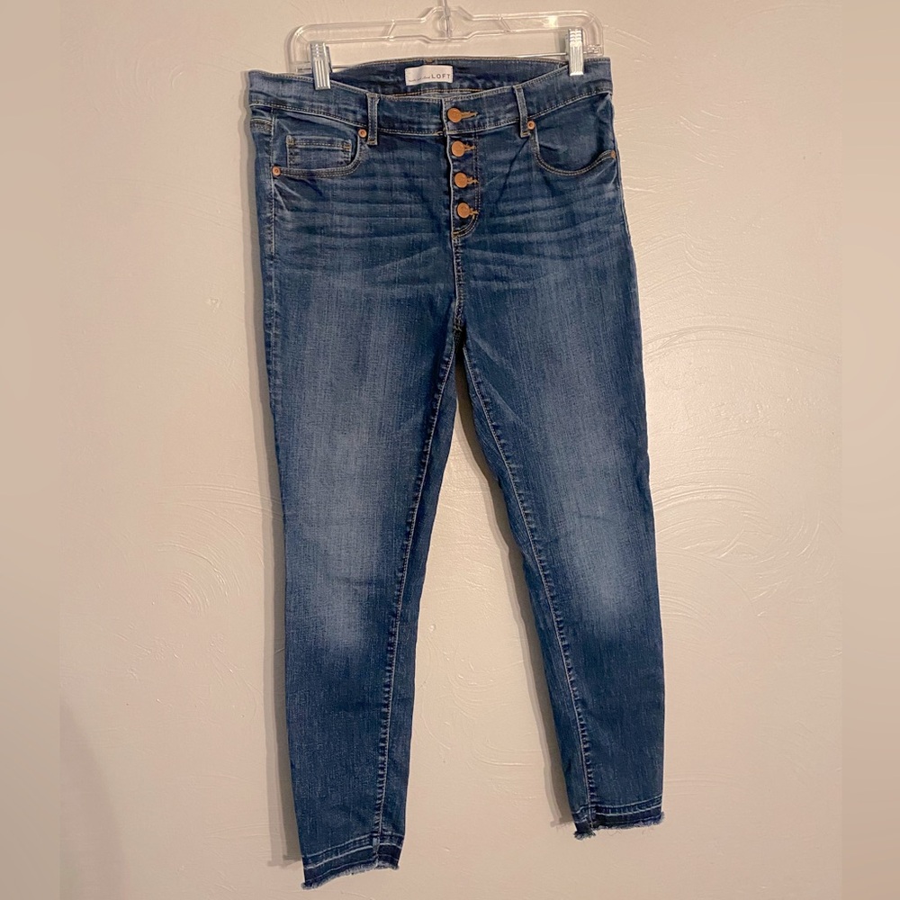 Loft button-fly high-rise ankle jeans sz 10